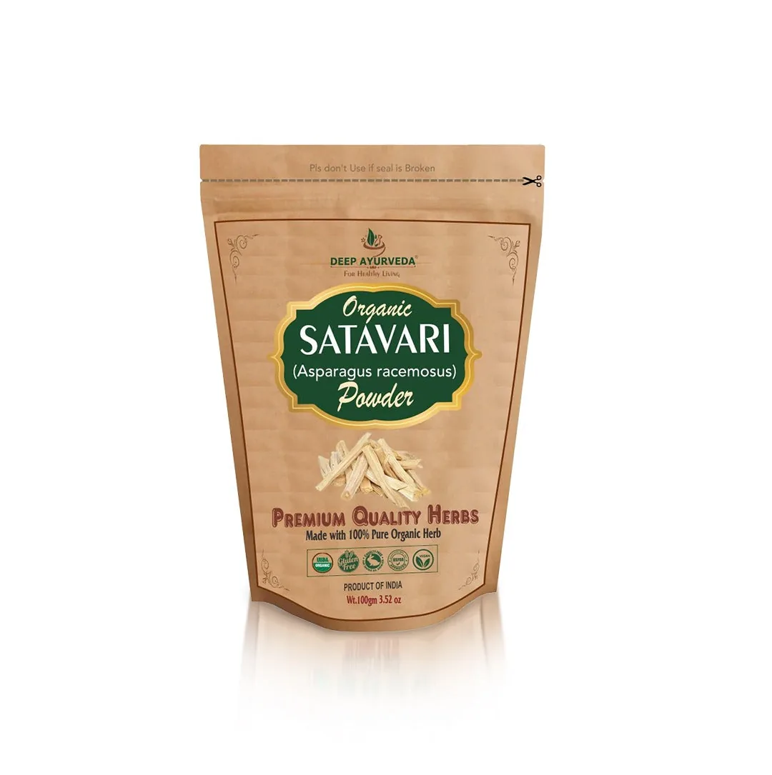 Deep Ayurveda Organic Satavari Powder | Pure Ayurvedic Root Supplement | Natural Hormonal Support-1