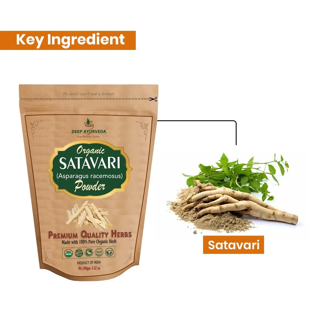 Deep Ayurveda Organic Satavari Powder | Pure Ayurvedic Root Supplement | Natural Hormonal Support-2