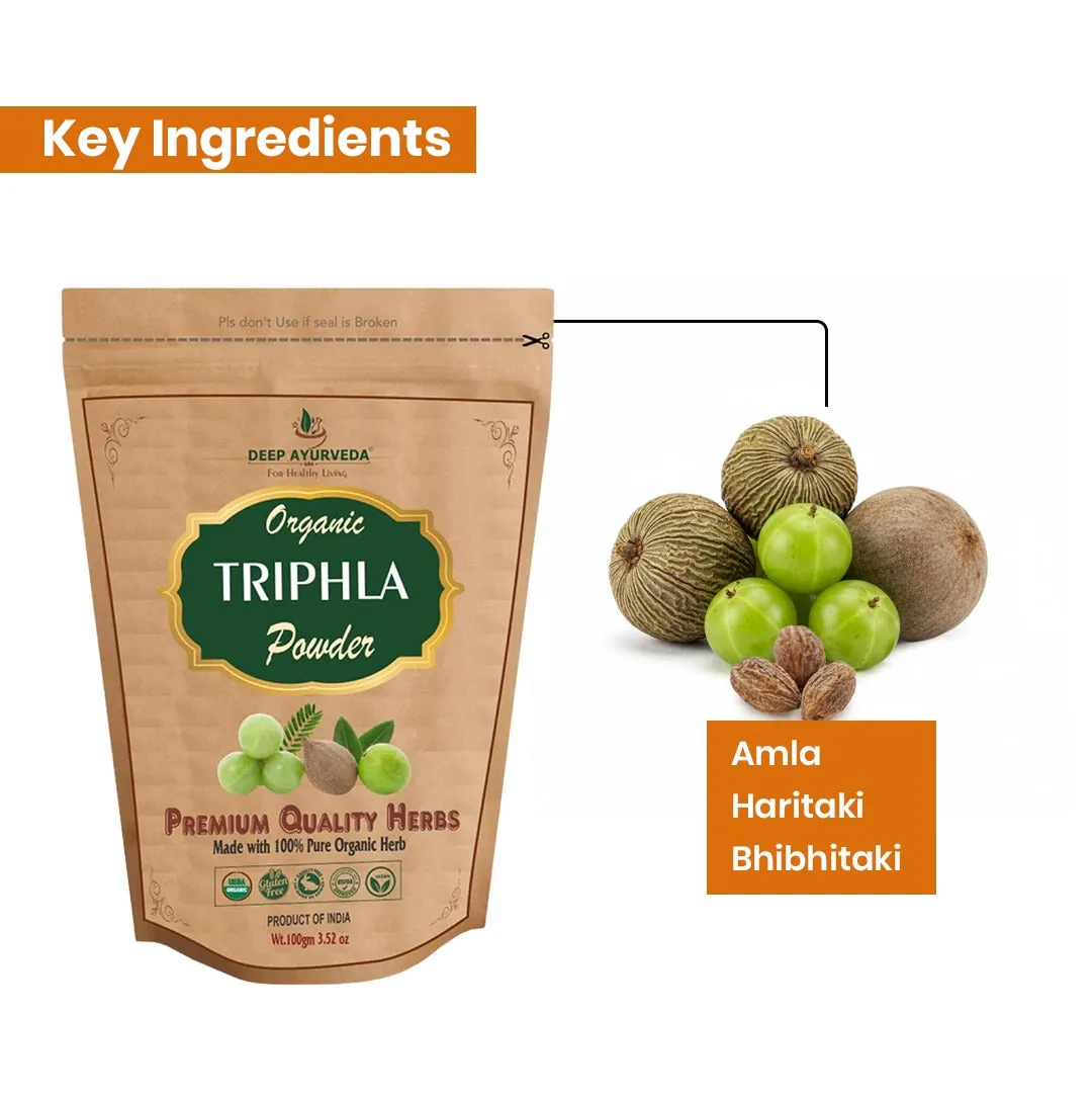 Deep Ayurveda Organic Triphala Powder | Ayurvedic Digestive Support | 100% Herbal Detoxifier-2