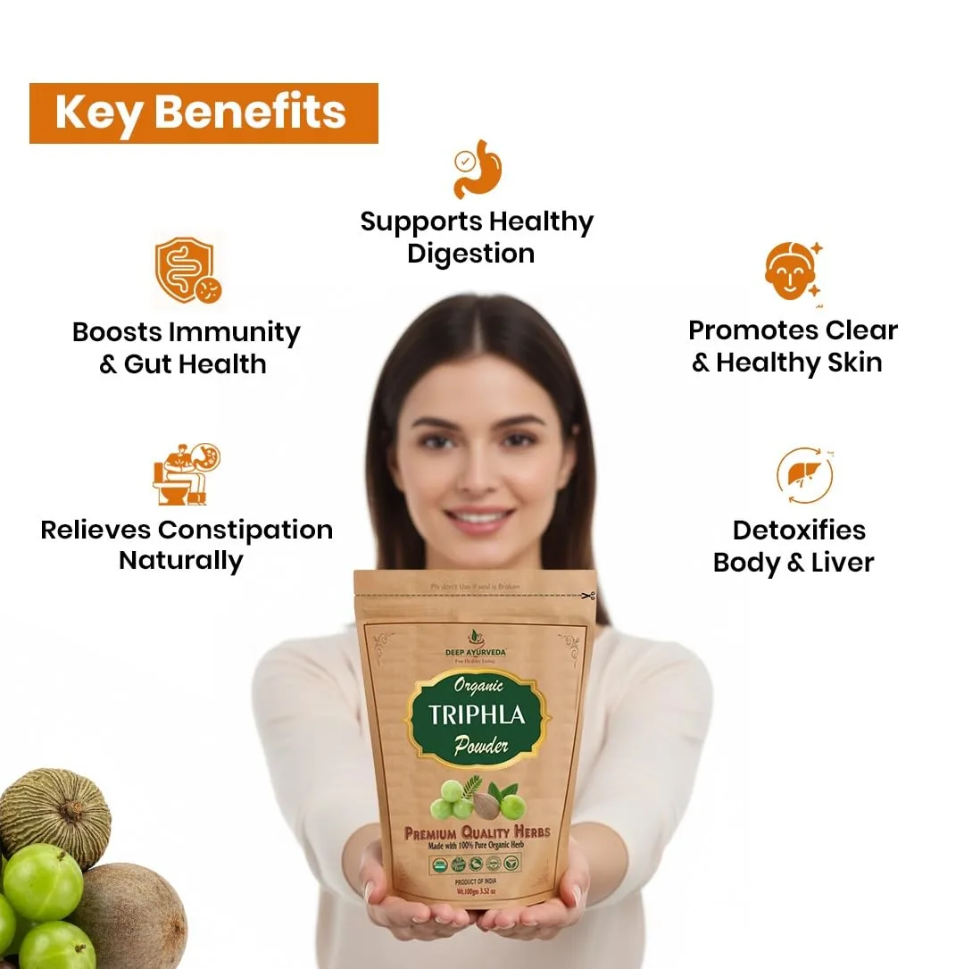 Deep Ayurveda Organic Triphala Powder | Ayurvedic Digestive Support | 100% Herbal Detoxifier-3