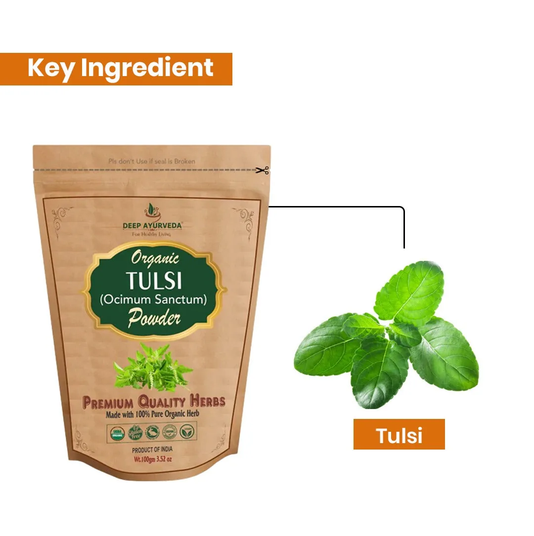 Deep Ayurveda Organic Tulsi Ocimum Sanctum Powder | Pure Holy Basil Supplement | Natural Immunity & Stress Support-2