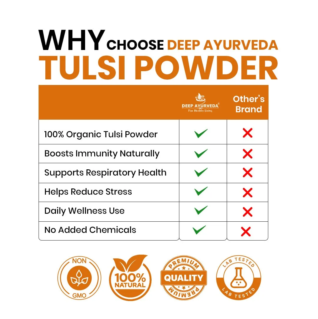 Deep Ayurveda Organic Tulsi Ocimum Sanctum Powder | Pure Holy Basil Supplement | Natural Immunity & Stress Support-5