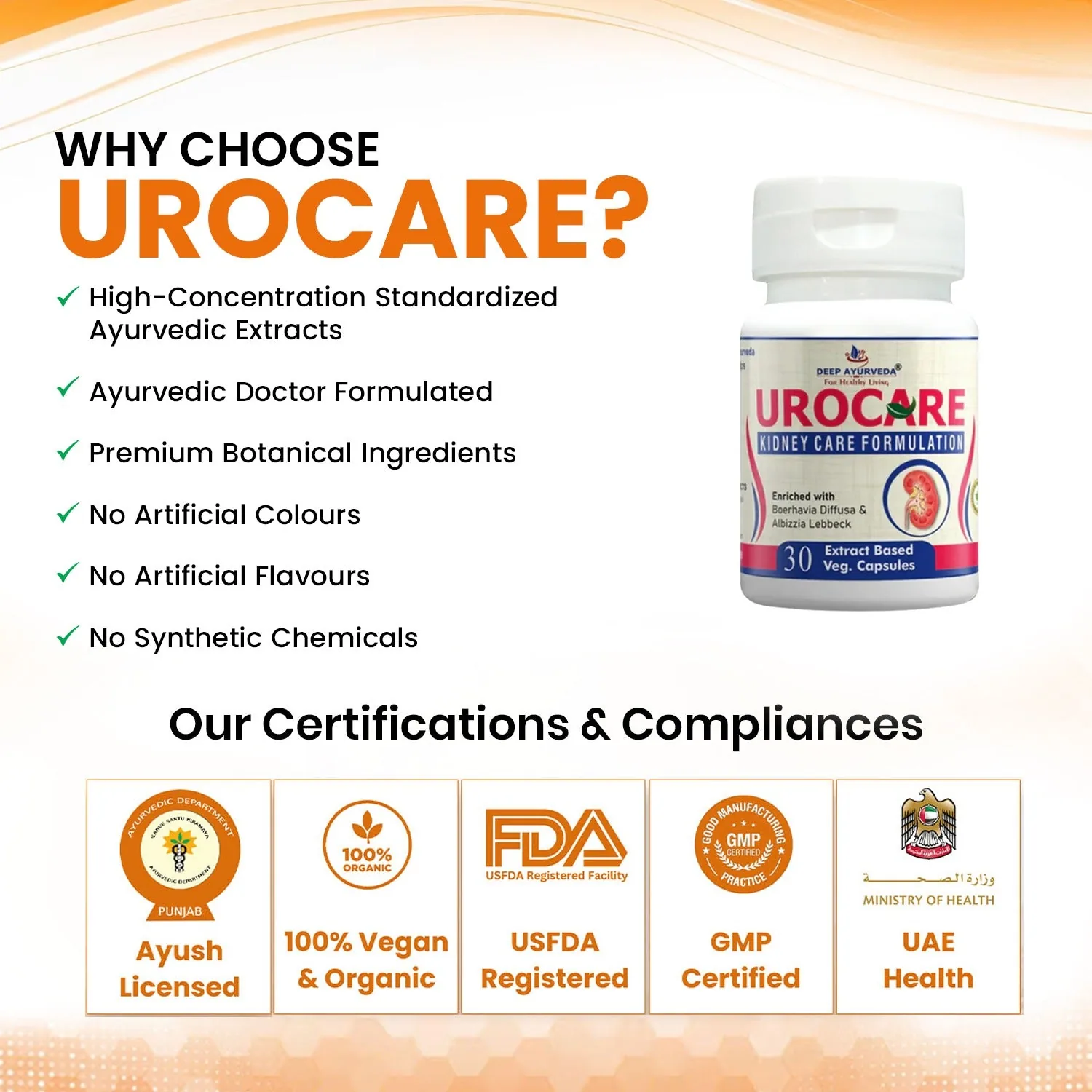 Deep Ayurveda Urocare Kidney Care Formualtion Veg Capsules | Herbal Urinary Tract & Kidney Care Supplement-6