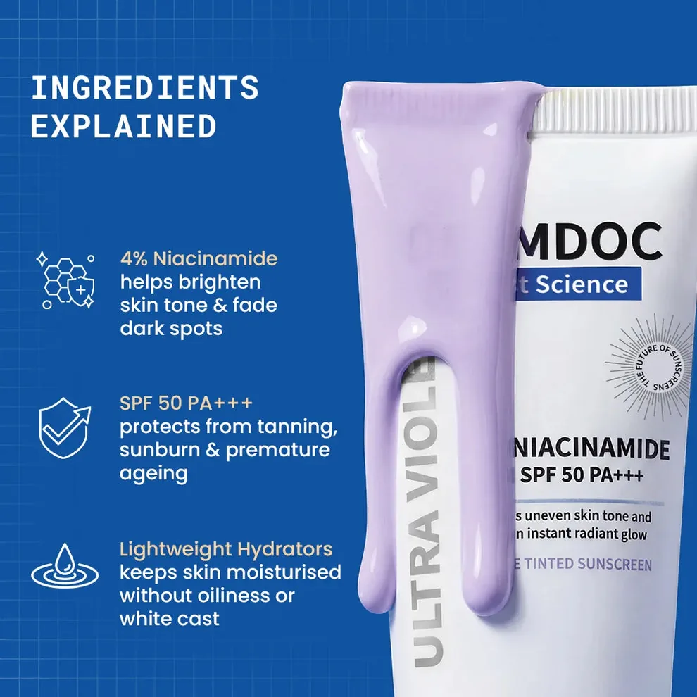 Dermdoc 4% Niacinamide With Spf 50 Pa +++ Brightening Sunscreen | Lightweight UV Protection | Dark Spot Reduction-3