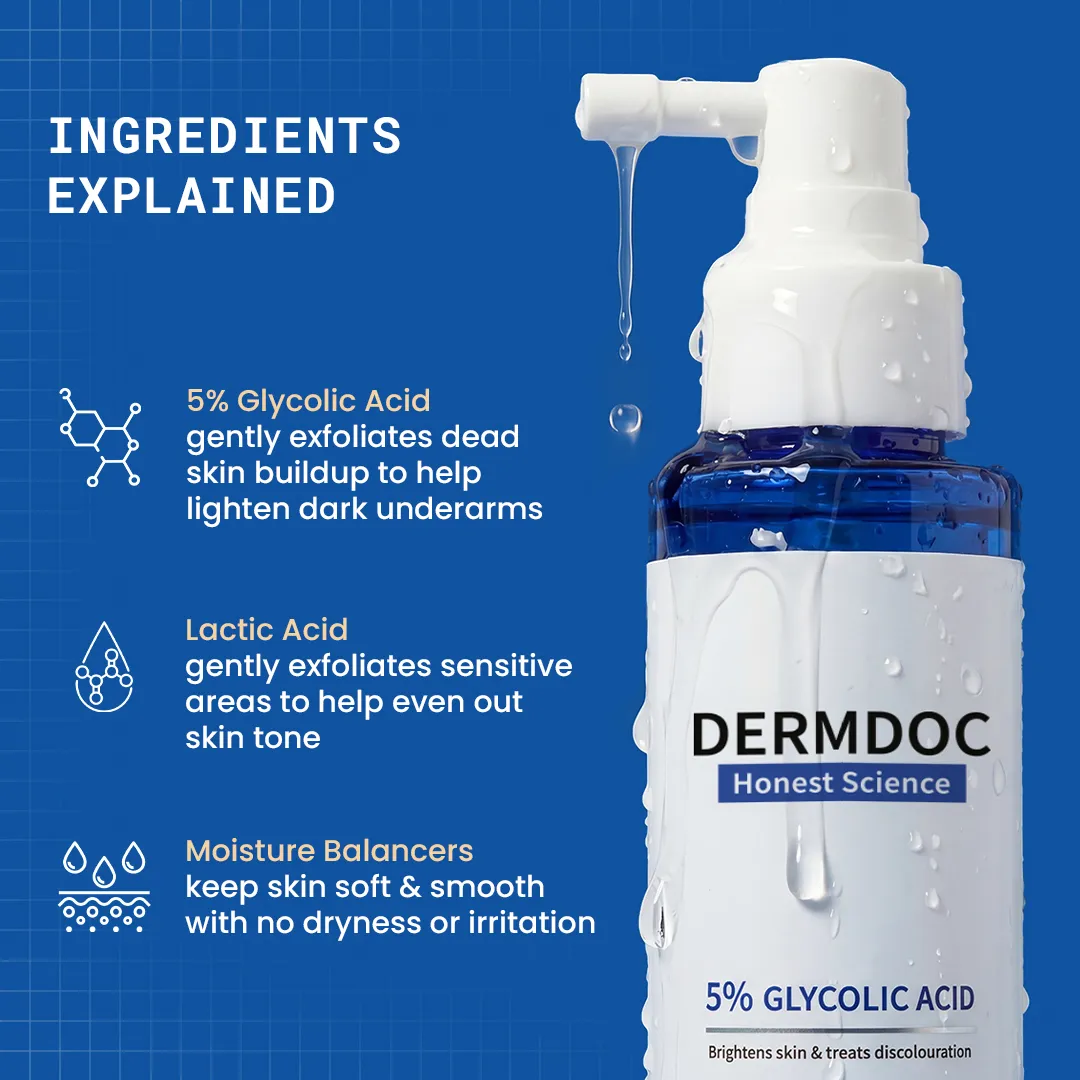 Dermdoc 5% Glycolic Acid Under Arm Treatment | Exfoliating Spray | Dark Spot and Hyperpigmentation Corrector-5