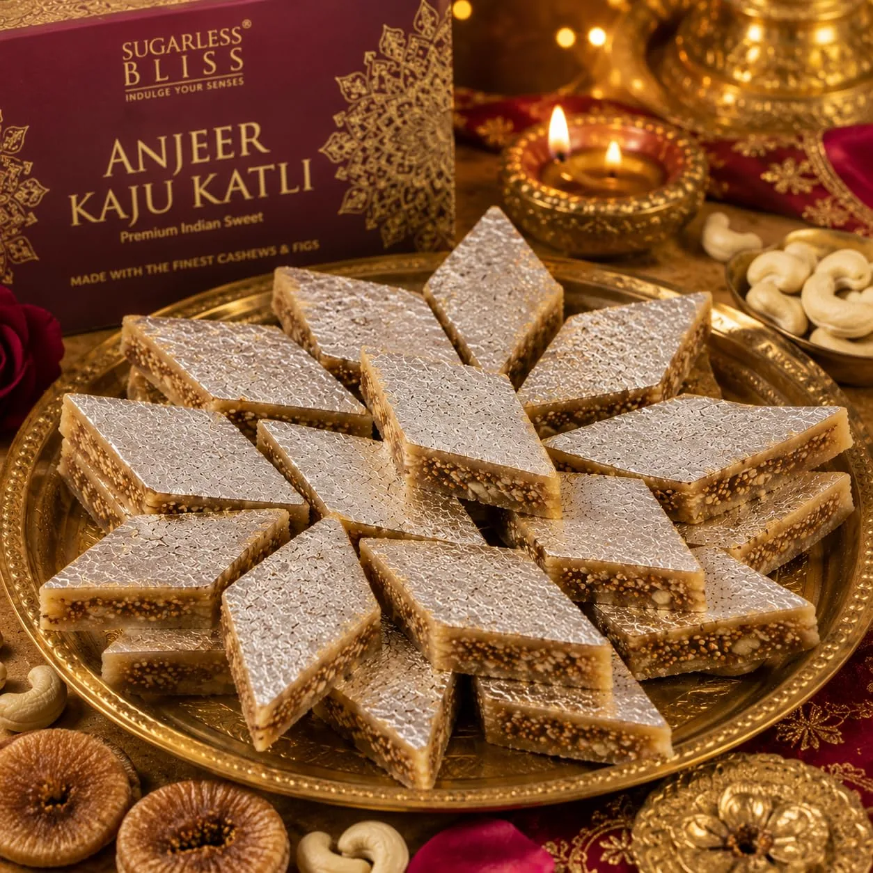 Dharti Namkeen Kaju Anjeer Katli | Cashew & Fig Slice | Traditional Gujarati Sweets-2