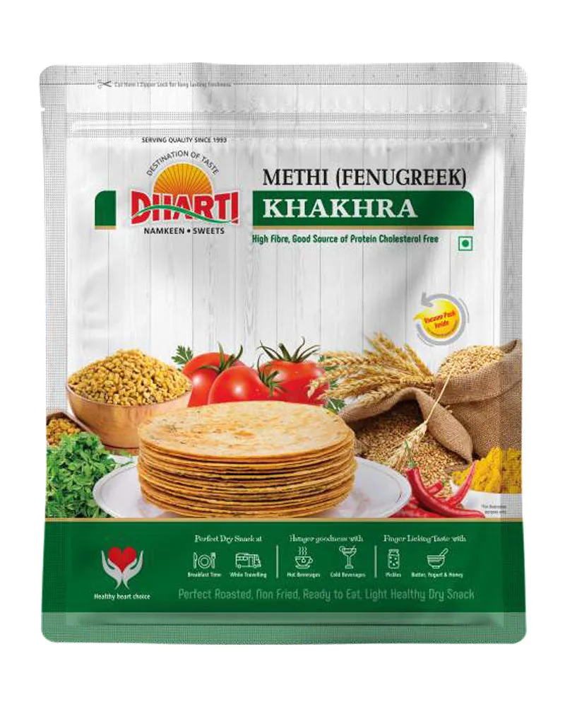 Dharti Namkeen Methi Khakhra | Crispy Roasted Wheat Snack | Authentic Surat Flavors-1