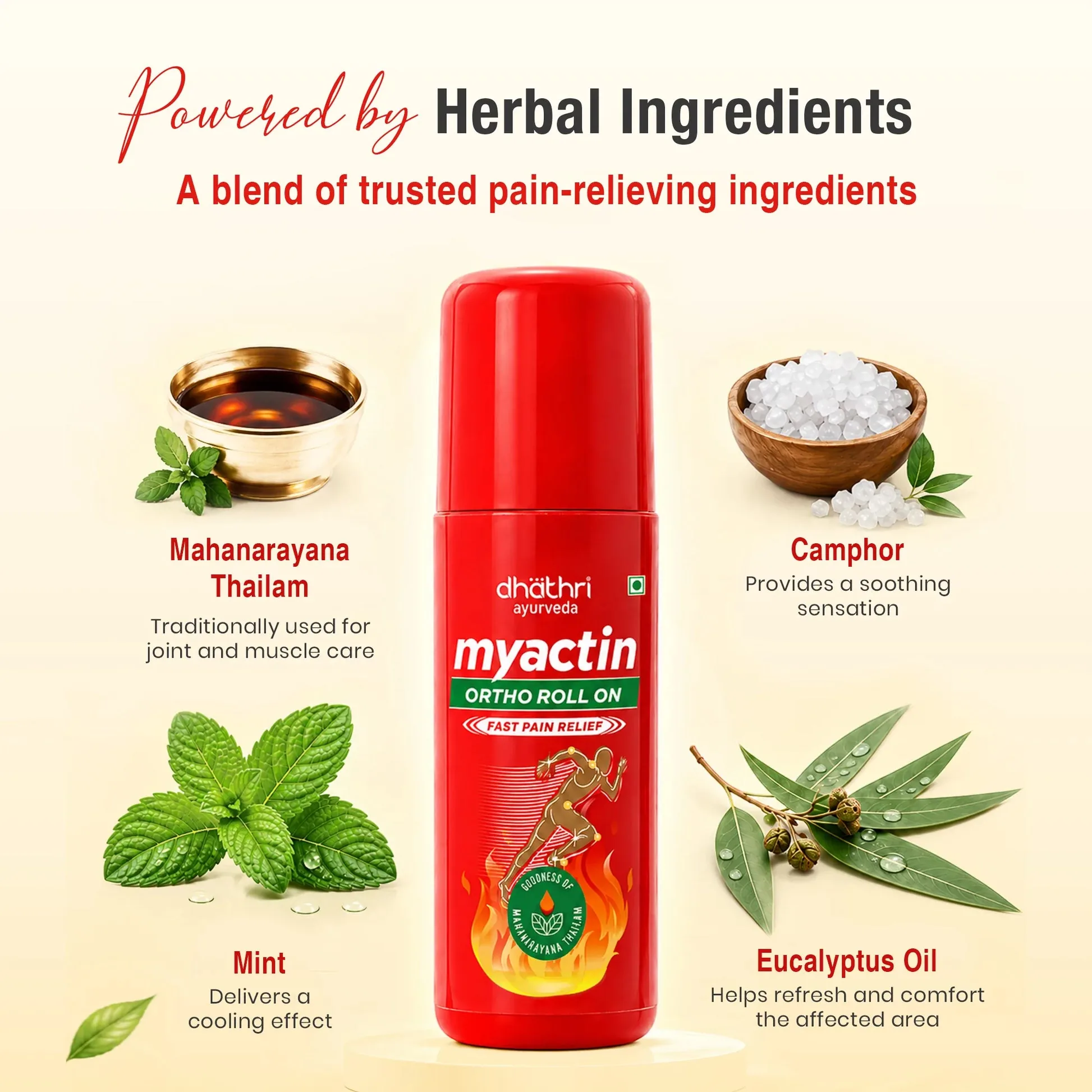 Dhathri Ayurveda Myactin Ortho Roll On | Ayurvedic Pain Relief Liquid | Hands-Free Joint & Muscle Care-5