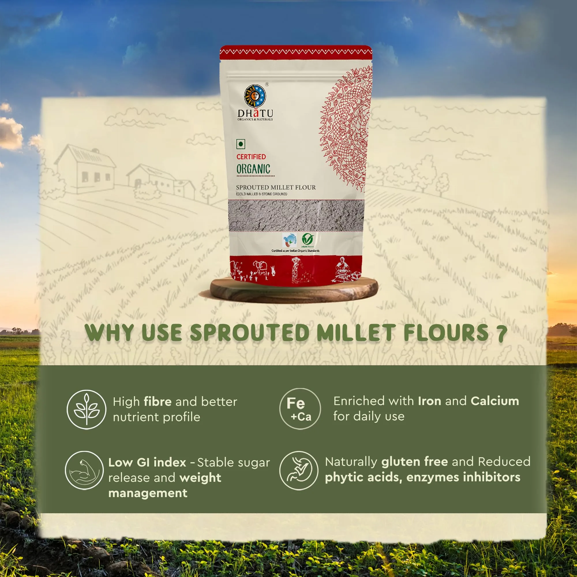 Dhatu Organics Sprouted Ragi Flour | Certified Organic & Cold-Milled-3