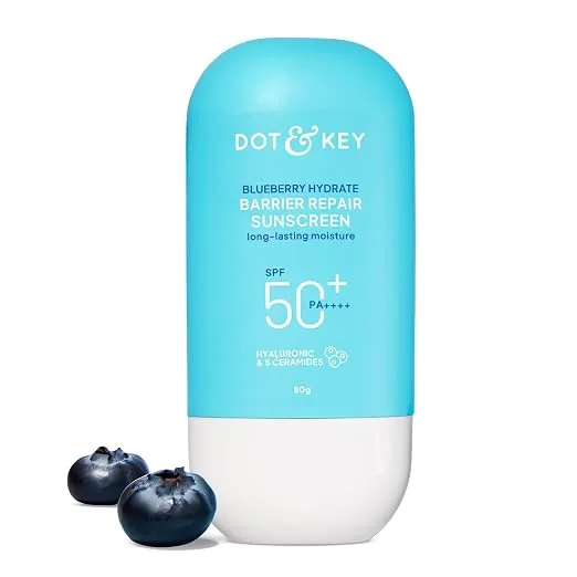 Dot & Key Blueberry Hydrating Barrier Repair Face Sunscreen SPF 50+ | Daily Moisturizing Sunscreen | UV & Blue Light Protection with 5 Ceramides Dot & Key Blueberry Hydrating Barrier Repair Face Sunscreen SPF 50+ | Daily Moisturizing Sunscreen | UV & Blue Light Protection with 5 Ceramides - 50 gm