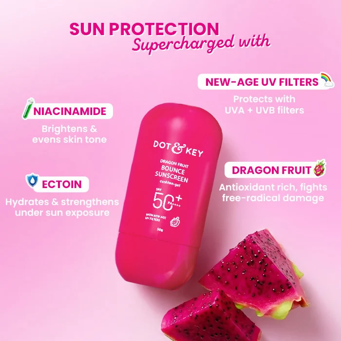 Dot & Key Dragon Fruit Bounce Sunscreen | Hydrating Gel Sunscreen | SPF 50+ PA++++ with Hyaluronic Acid & Niacinamide-4