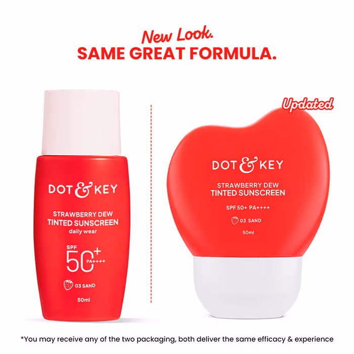 Dot & Key Strawberry Dew Tinted Sunscreen SPF 50+ PA++++ 03 Sand | Daily Sun Protection with Dewy Tint-2