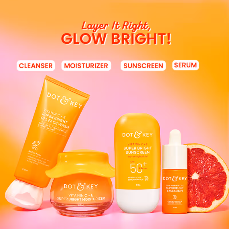 Dot & Key Vitamin C + E CSMS Routine Combo | Complete 4-Step Skincare Kit | Brightening & Sun Protection-3