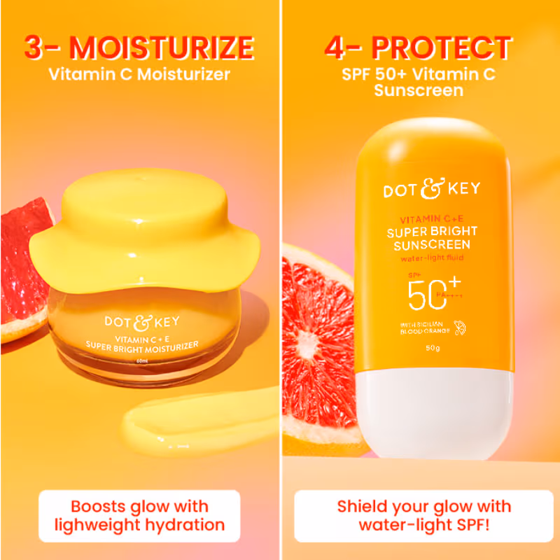 Dot & Key Vitamin C + E CSMS Routine Combo | Complete 4-Step Skincare Kit | Brightening & Sun Protection-5