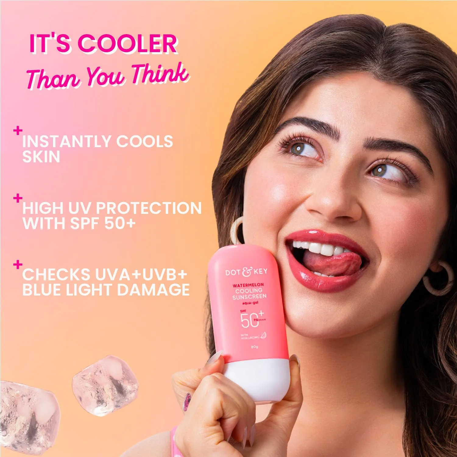 Dot & Key Skincare Watermelon Cooling Sunscreen SPF 50+ PA++++ | Hydrating Gel Sunscreen | Zero White Cast Cooling SPF-5