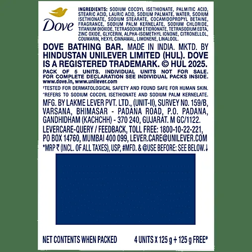 Dove Cream Beauty Bathing Soap Bar (4+1 Free Combo)