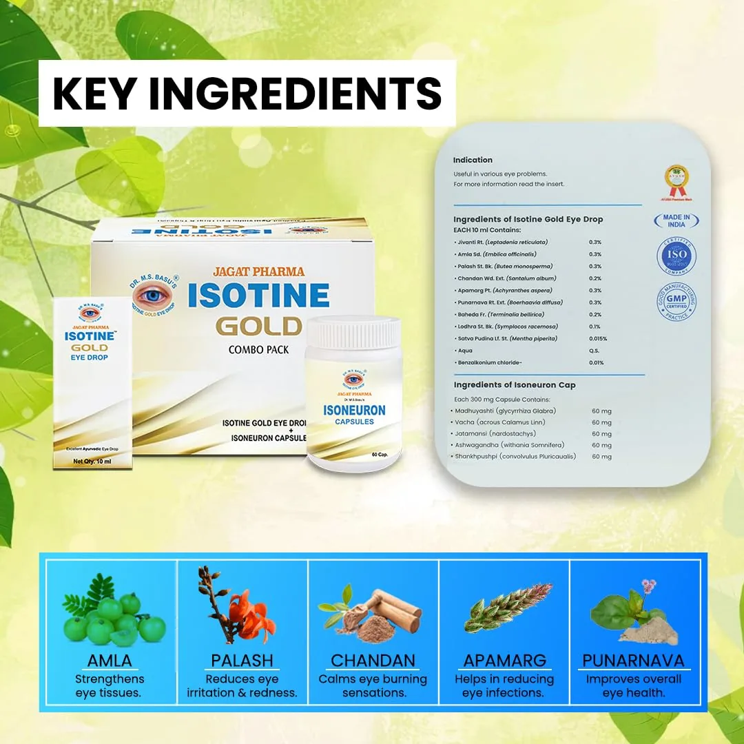 Dr Basu's Ayurvedic Isotine Gold Kit | Dual-Action Eye Care System | Optic Nerve Nourishment & Vision Support-5