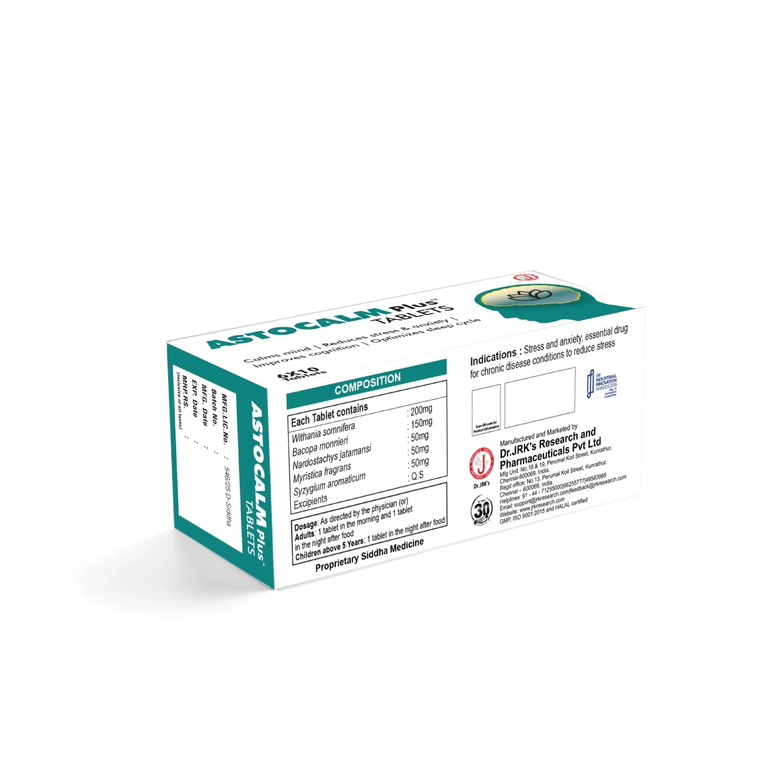 Dr. Jrk's Astocalm Plus Tablets | Ayurvedic Stress Relief Supplement | Brain Health & Sleep Support-2