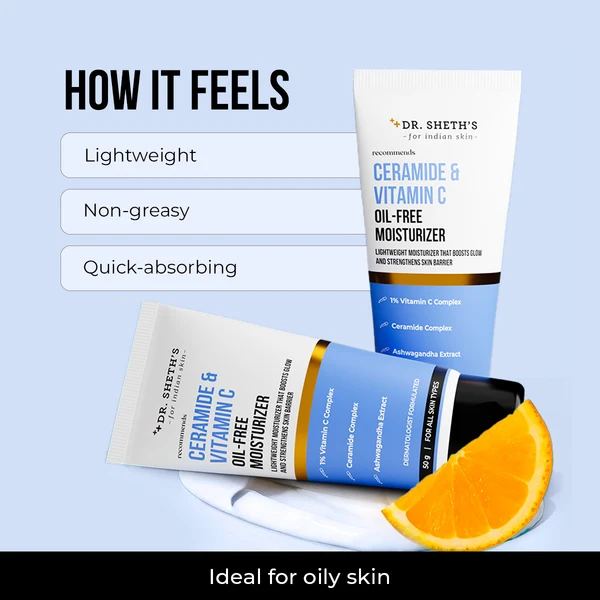 Dr. Sheth's Ceramide & Vitamin C Oil Free Moisturizer | Hydrating & Brightening Face Cream | Non-Greasy Daily Skincare-4