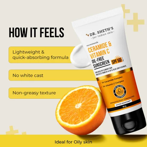 Dr. Sheth's Ceramide & Vitamin C Sunscreen | SPF 50+ PA+++ Sun Protection | Hydrating & Brightening Daily Sunscreen-4