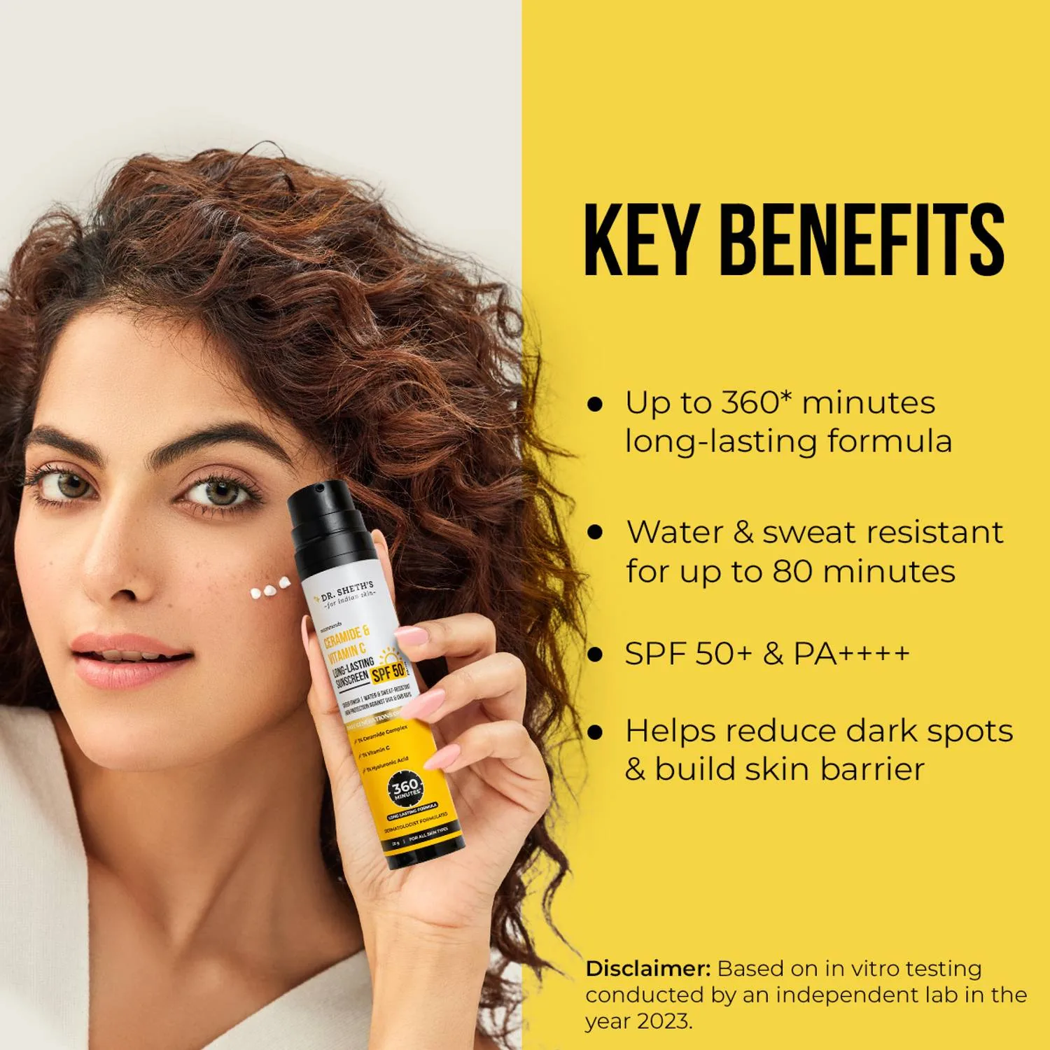 Dr. Sheth's Ceramide & Vitamin C Sunscreen | SPF 50+ PA+++ Sun Protection | Hydrating & Brightening Daily Sunscreen-5