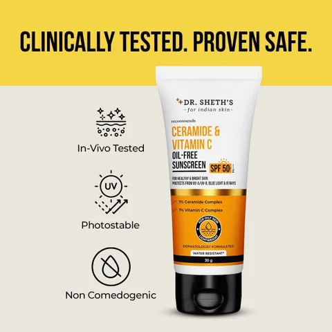 Dr. Sheth's Ceramide & Vitamin C Sunscreen | SPF 50+ PA+++ Sun Protection | Hydrating & Brightening Daily Sunscreen-6