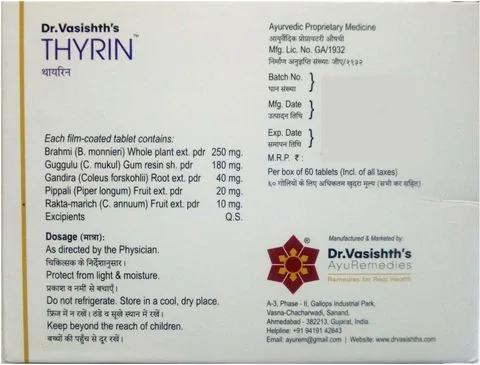 Dr.Vasishth's Thyrin Tablets | Ayurvedic Thyroid Support | Pure Herbal Extract Formula-2