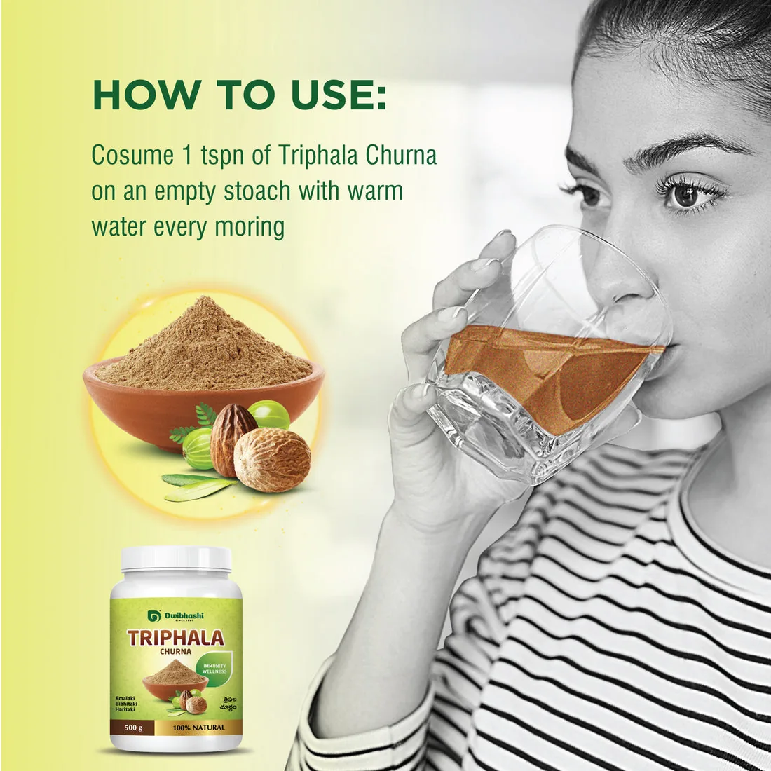 Dwibhashi Triphala Churnam | Traditional Ayurvedic Digestive Powder | Natural Colon Cleanse & Detox-1