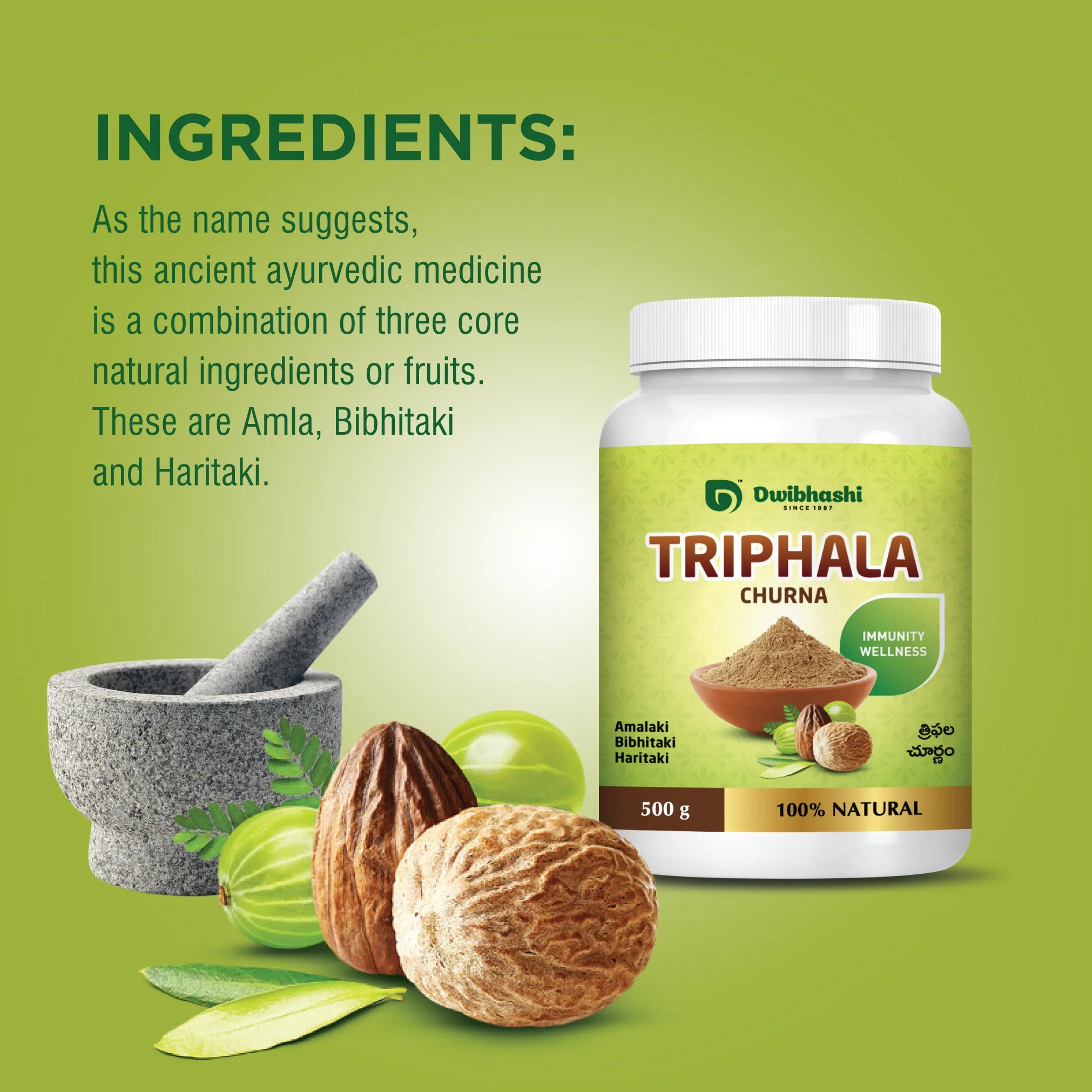 Dwibhashi Triphala Churnam | Traditional Ayurvedic Digestive Powder | Natural Colon Cleanse & Detox-2