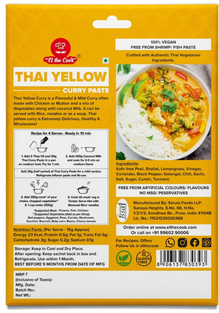 El The Cook Thai Yellow Curry Paste - Authentic Flavour-5