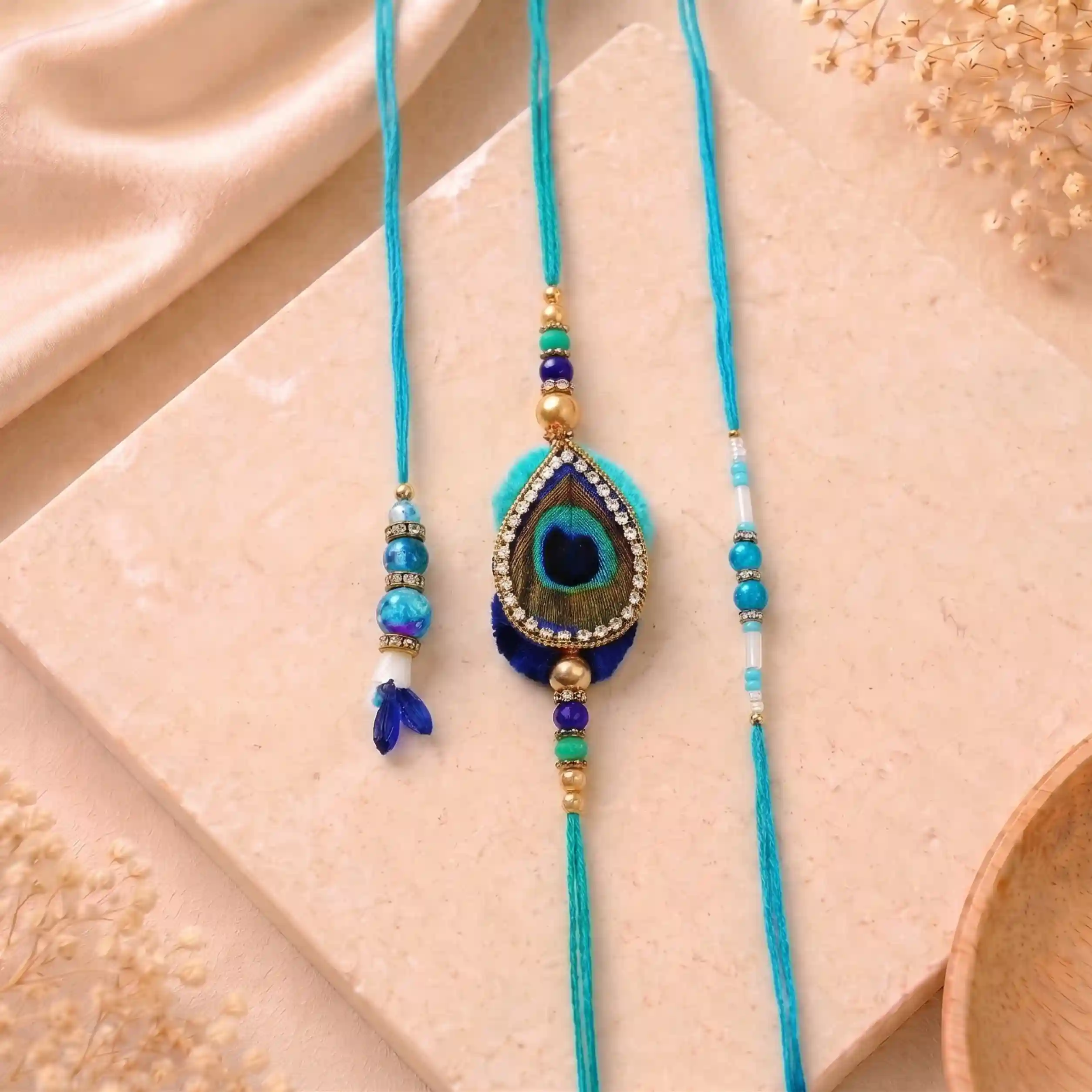 Elegant Blue Rakhis (Pack of 3)