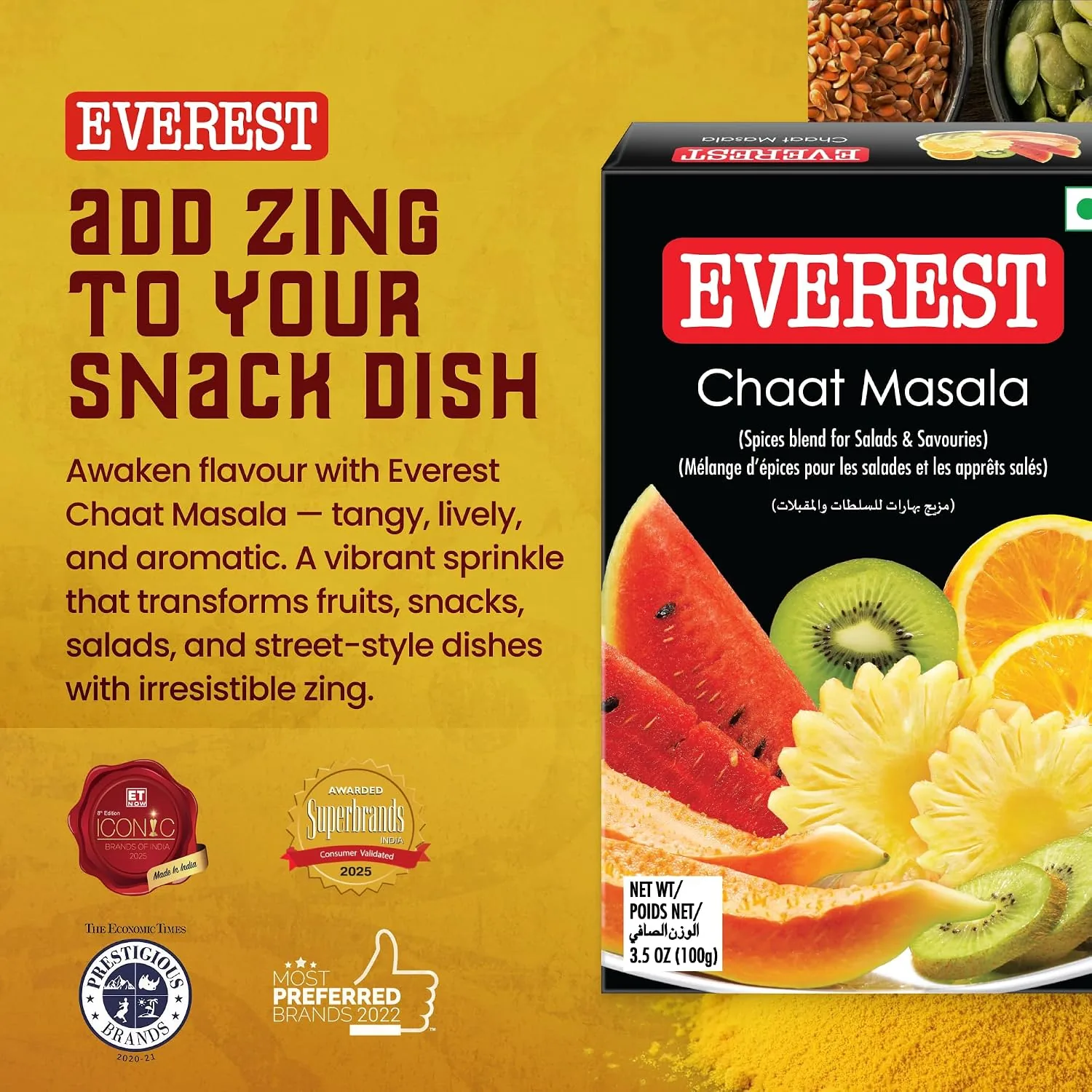 Everest Chaat Masala Powder | Tangy Indian Spice Blend | Zesty Finishing Seasoning-1