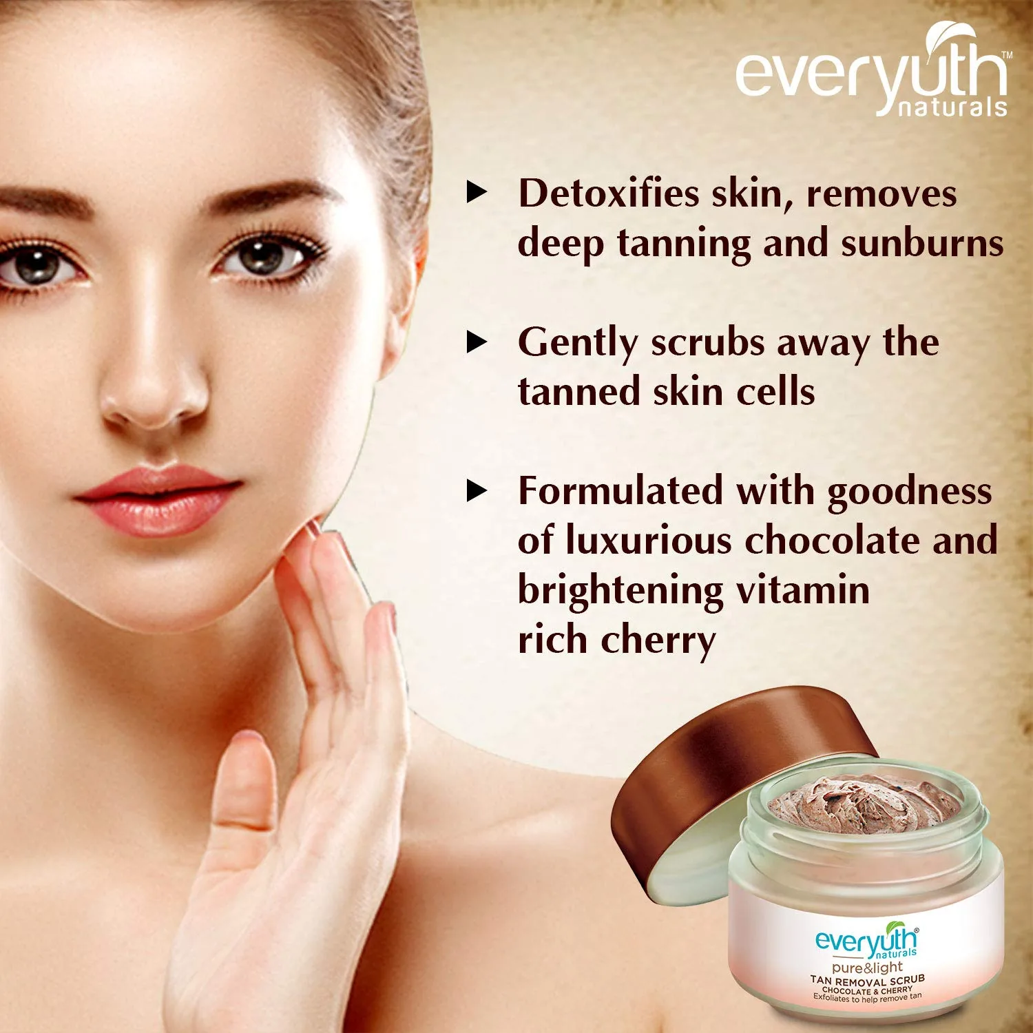 Everyuth Naturals Chocolate And Cherry Tan Removal Face & Body Pack | Skin Brightening De-Tan Mask-4