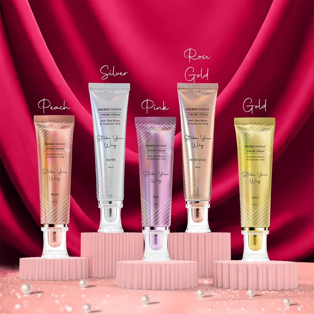 Faces Canada Strobe Cream - Rose Gold | Illuminating Moisturizer | Dewy Glow with Hyaluronic Acid 30 ml (Pack of 1)