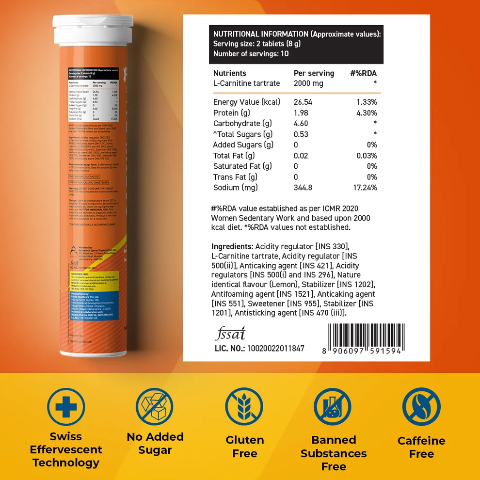Fast&Up L-Carnitine Advanced Effervescent Tablets | Carnipure Supplement | Pre-Workout Energy & Fat Metabolism Support-3