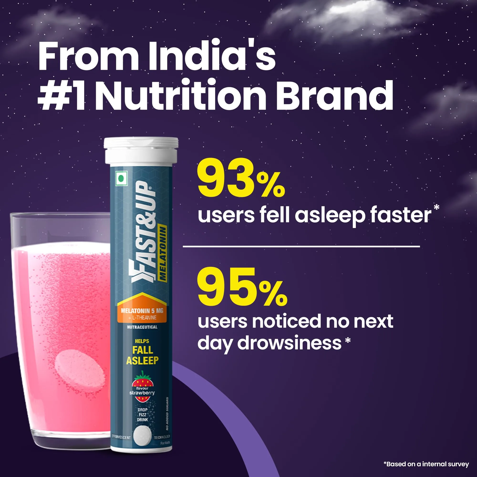 Fast&Up Melatonin Effervescent Tablets | Fast-Acting Sleep Support Supplement | Strawberry Flavor-5