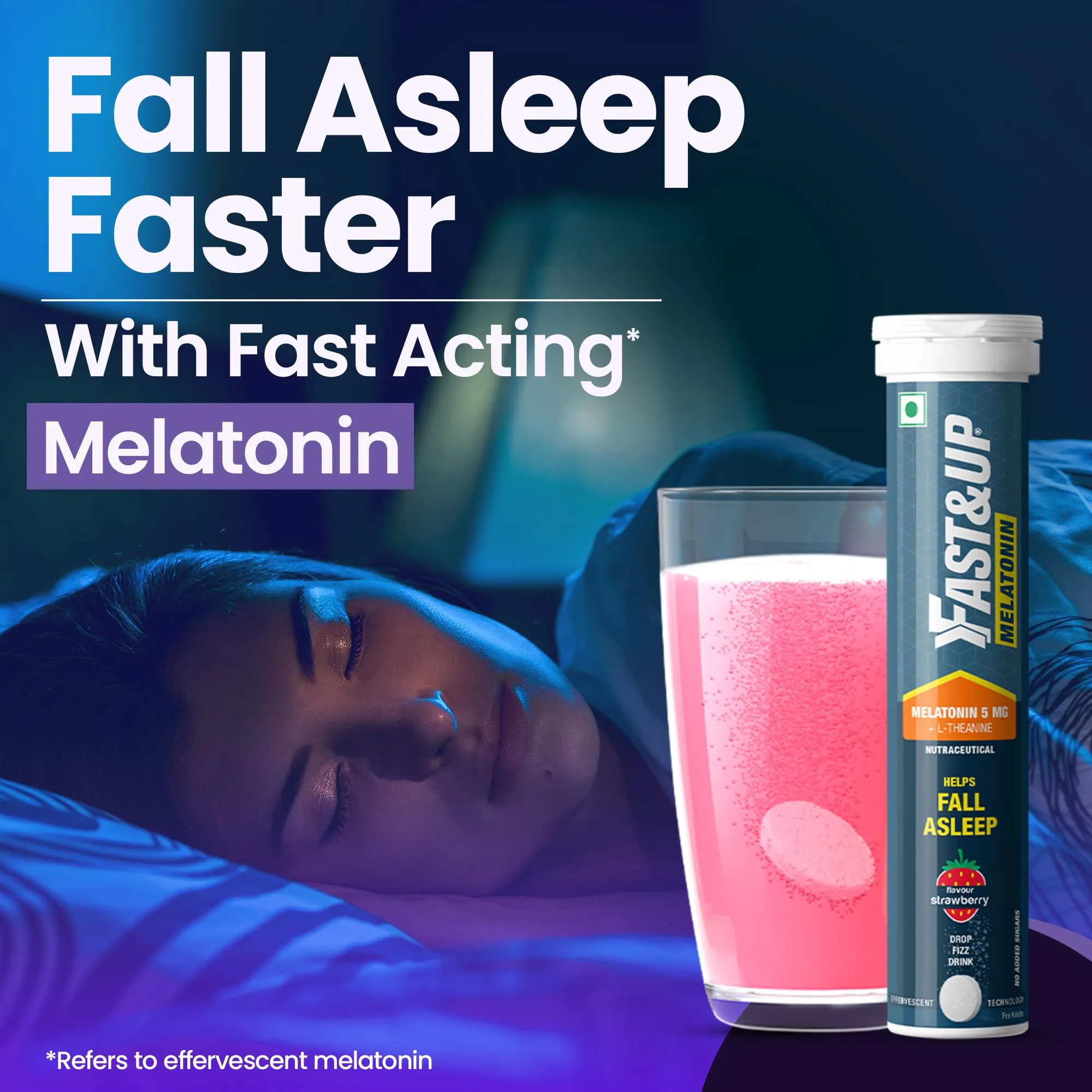 Fast&Up Melatonin Effervescent Tablets | Fast-Acting Sleep Support Supplement | Strawberry Flavor-7