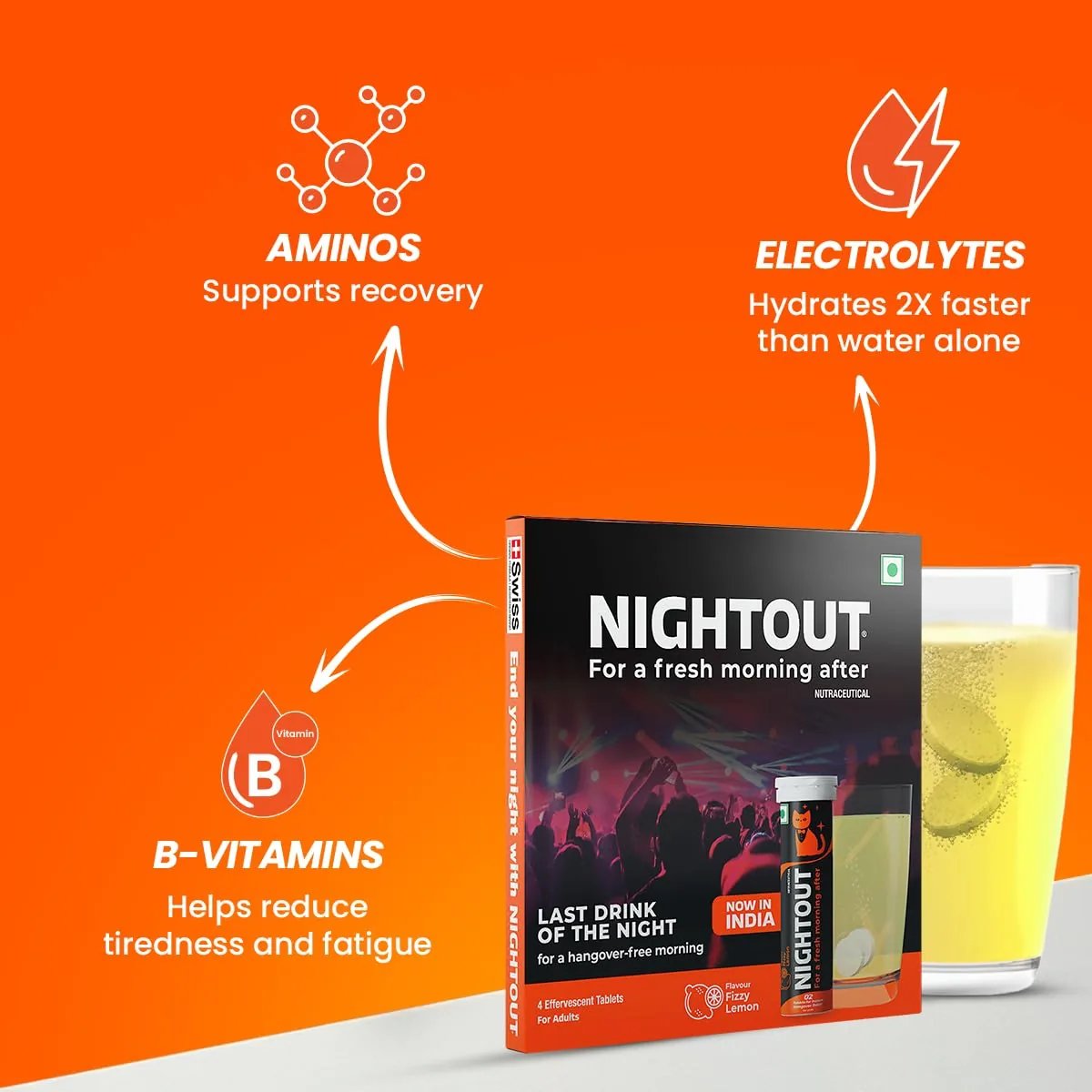 Fast&Up Nightout Hangover Relief | Effervescent Recovery Drink | Fizzy Lemon Flavor-3