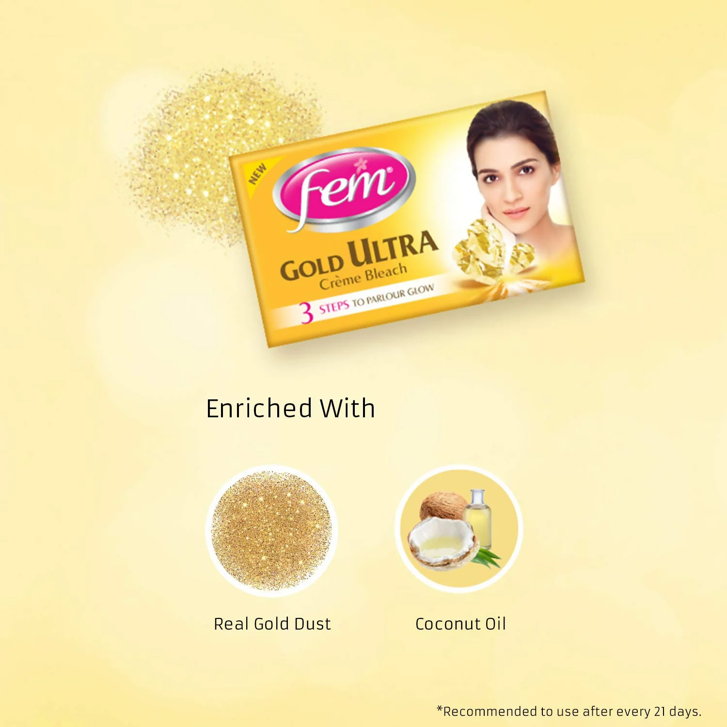 Fem Fairness (Gold Ultra) Crème Bleach | Golden Glow Facial Bleach | Lightens Facial Hair & Nourishes Skin-6