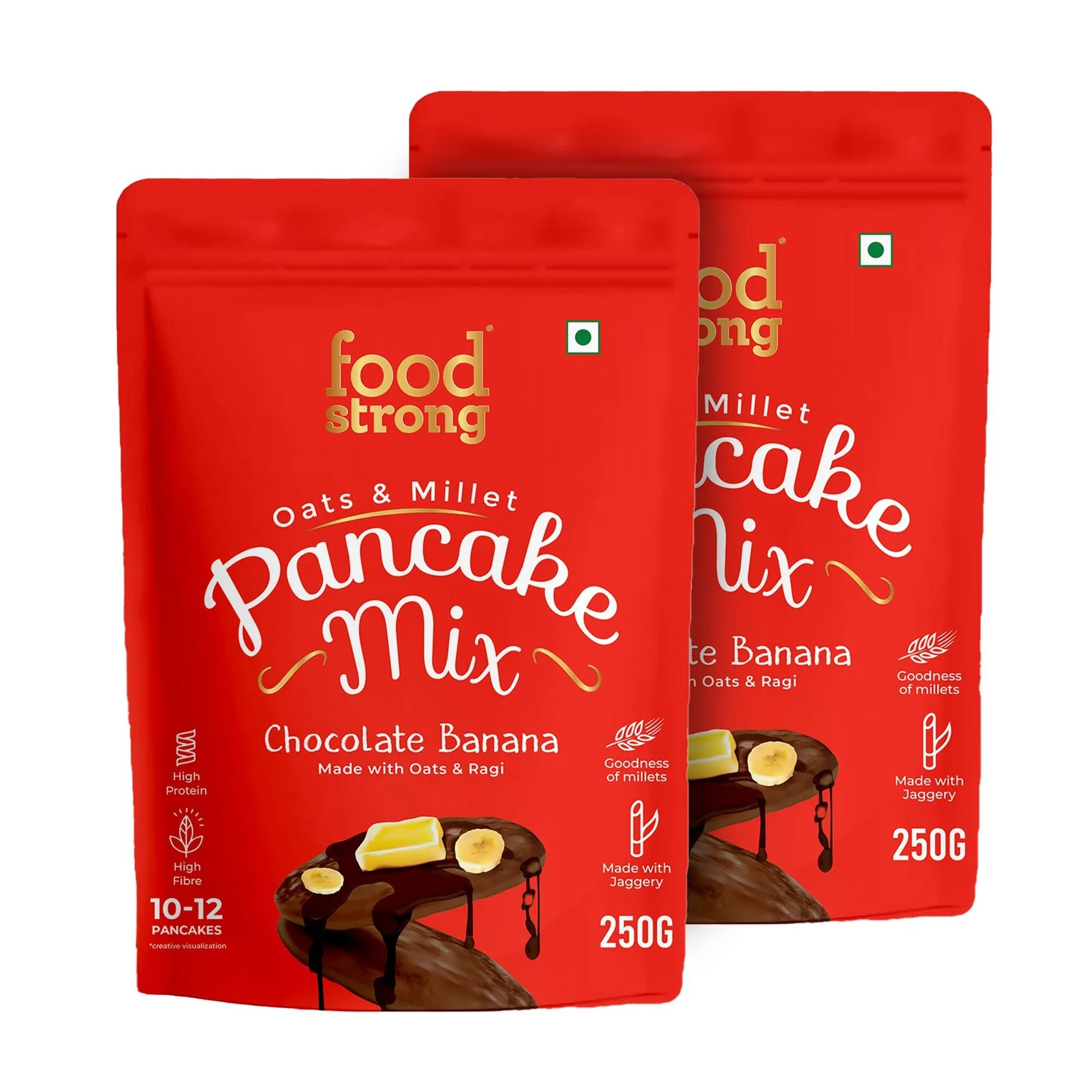 Foodstrong Oats & Millet Pancake Mix - Chocolate Banana, Made With Jaggery, Rich In Fibre-1