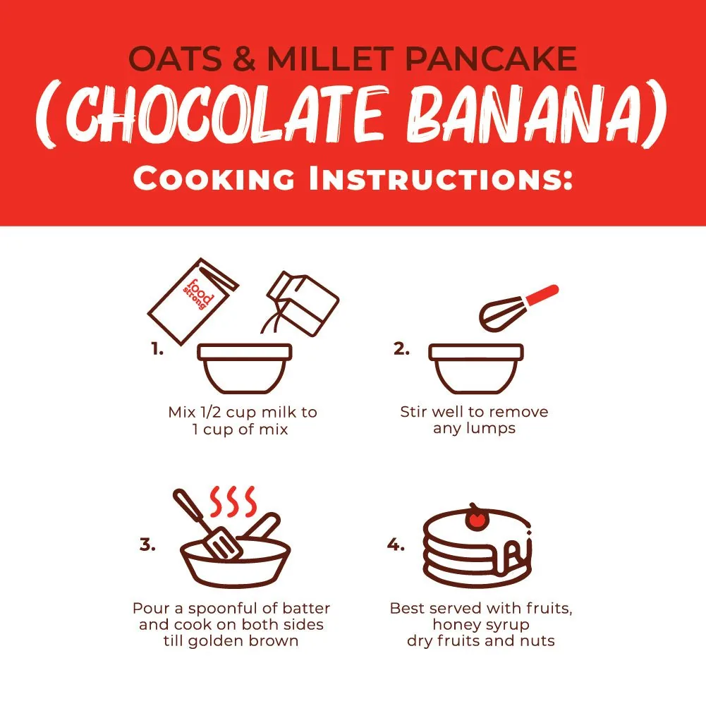 Foodstrong Oats & Millet Pancake Mix - Chocolate Banana, Made With Jaggery, Rich In Fibre-4