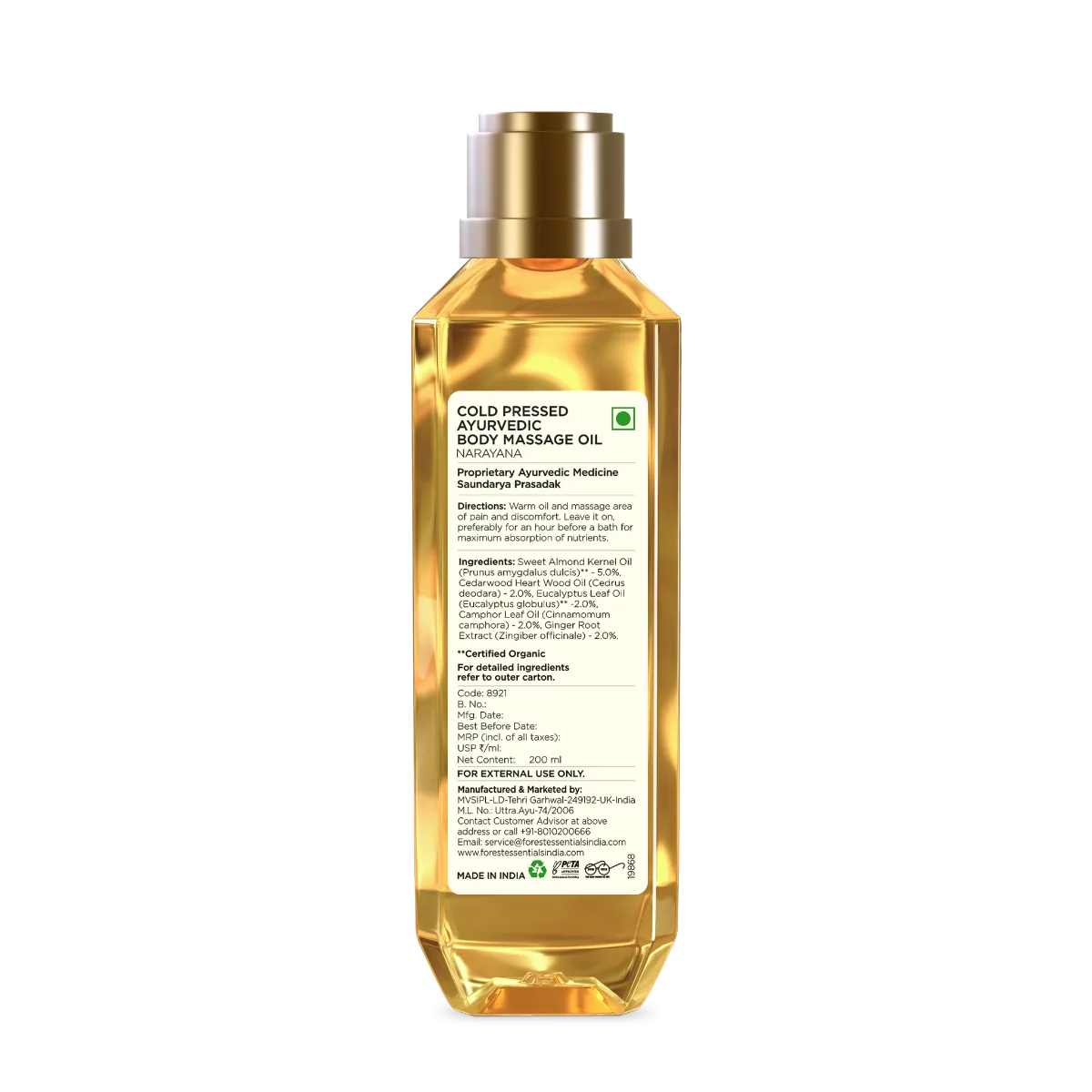 Forest Essentials Cold Pressed Ayurvedic Body Massage Oil Narayana | Traditional Pain Relief Formula | Muscle and Bone Strengthening Oil-2