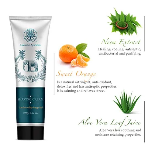 Forest Essentials Sandalwood & Orange Peel Shaving Cream | Ayurvedic Men's Grooming | Soothing & Moisturizing Shave-2