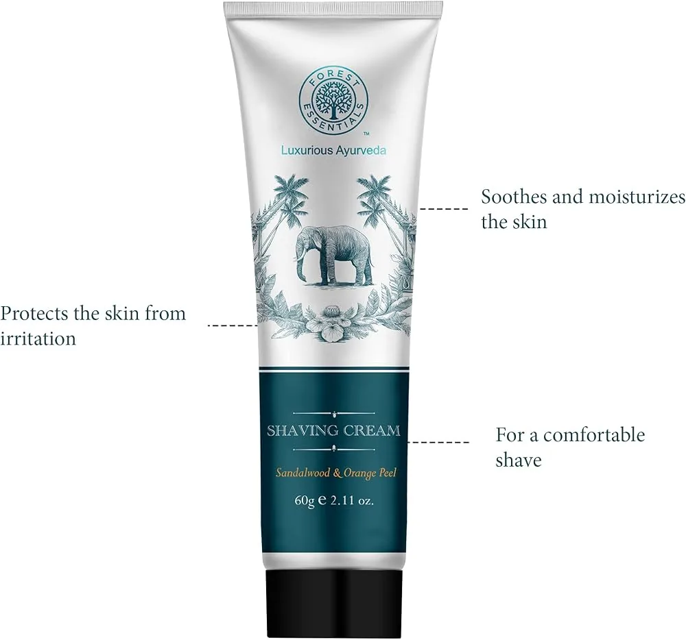 Forest Essentials Sandalwood & Orange Peel Shaving Cream | Ayurvedic Men's Grooming | Soothing & Moisturizing Shave-4