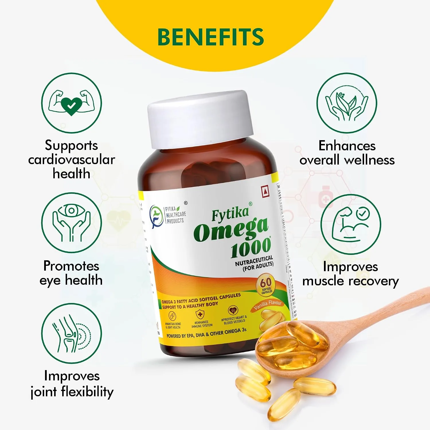 Fytika Omega 1000 Capsules | Fish Oil Supplement | Heart, Brain & Joint Support-2