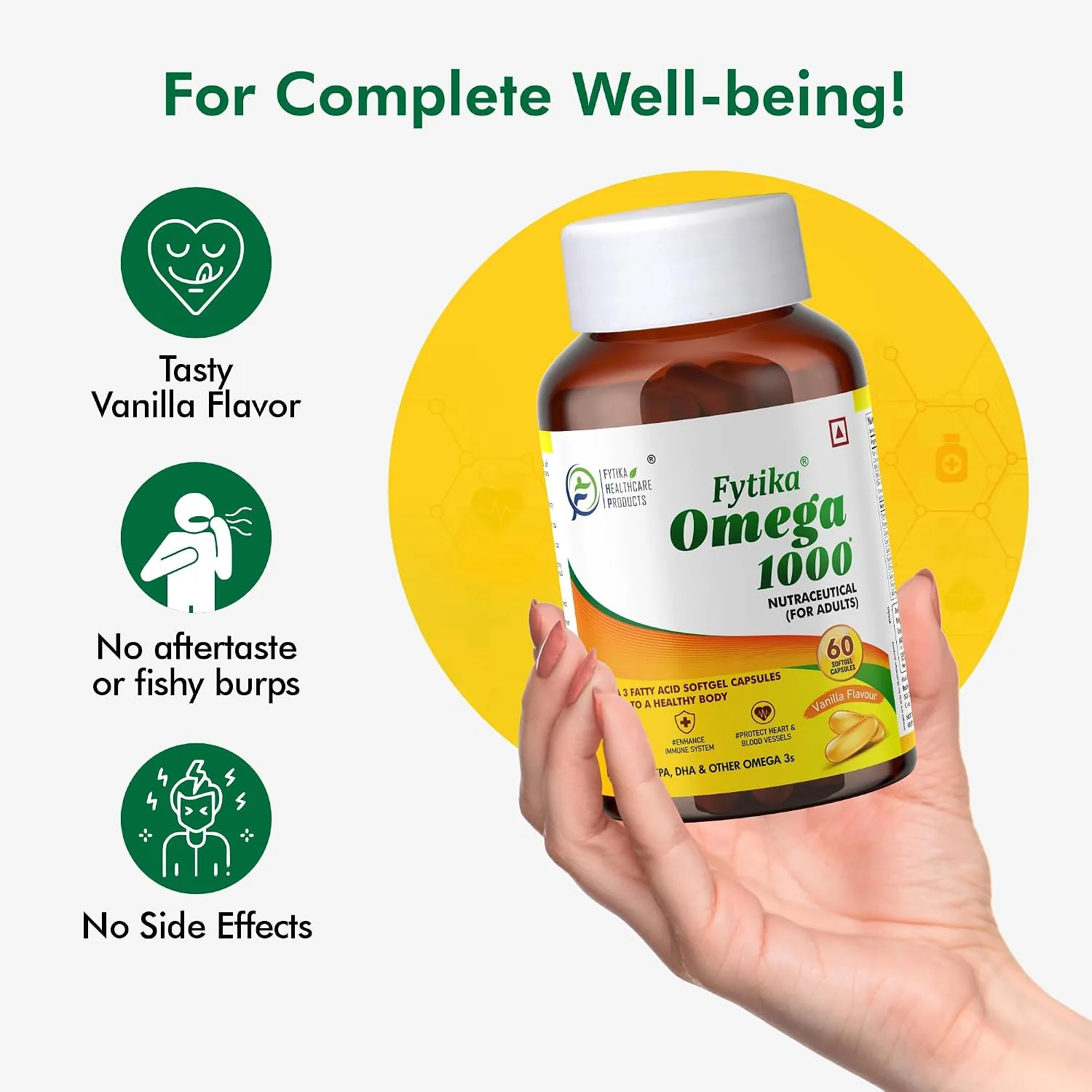 Fytika Omega 1000 Capsules | Fish Oil Supplement | Heart, Brain & Joint Support-3
