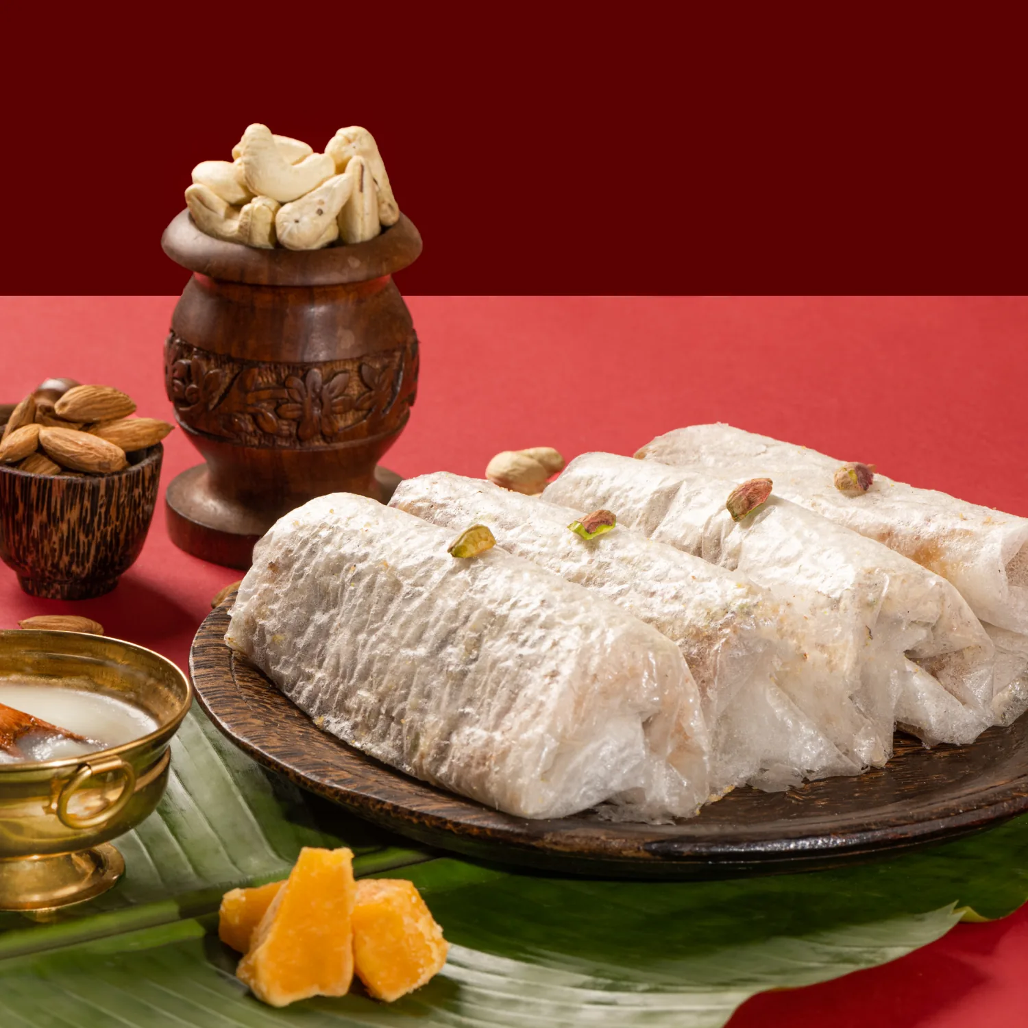 Pulla Reddy Dry Fruit Edible Rice Paper Sweet - Pootharekulu (Jaggery) | Traditional Andhra Paper Sweet | Made with Pure Ghee & Nuts