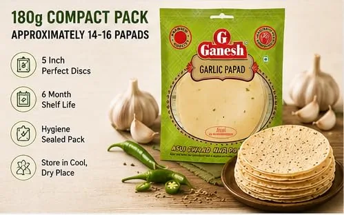 Ganesh Green Chilly Garlic Papad - 4