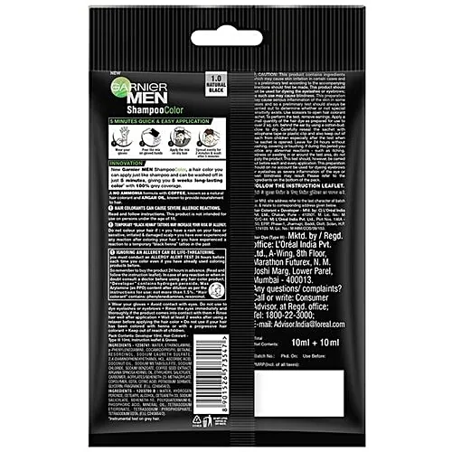 Garnier Men Shade 1 Shampoo Color | Quick 5-Minute Hair Dye | Ammonia-Free Grey Coverage-2