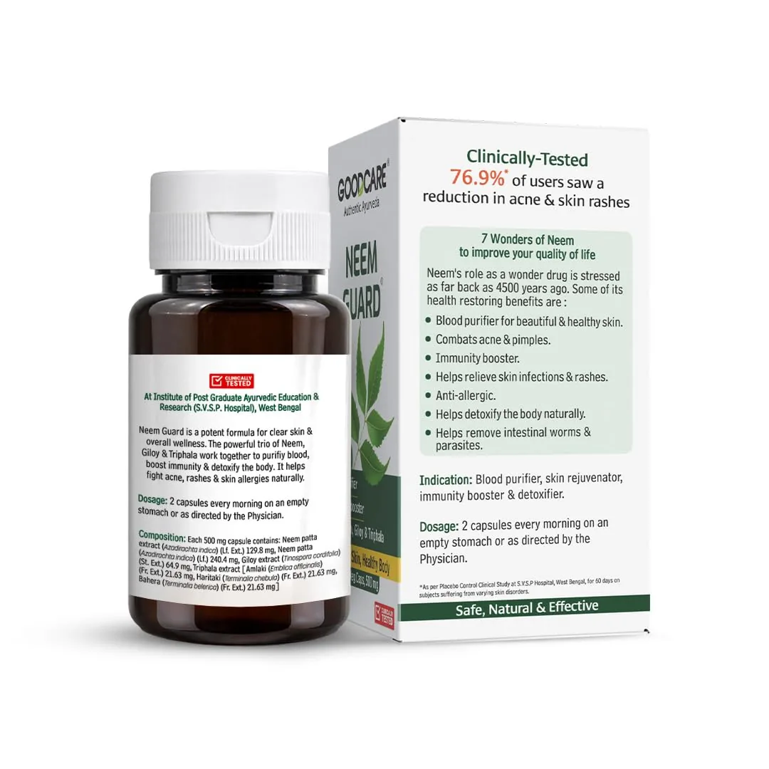 Goodcare Neem Guard Capsules | Ayurvedic Blood Purifier | Skin Health & Immunity Supplement-2